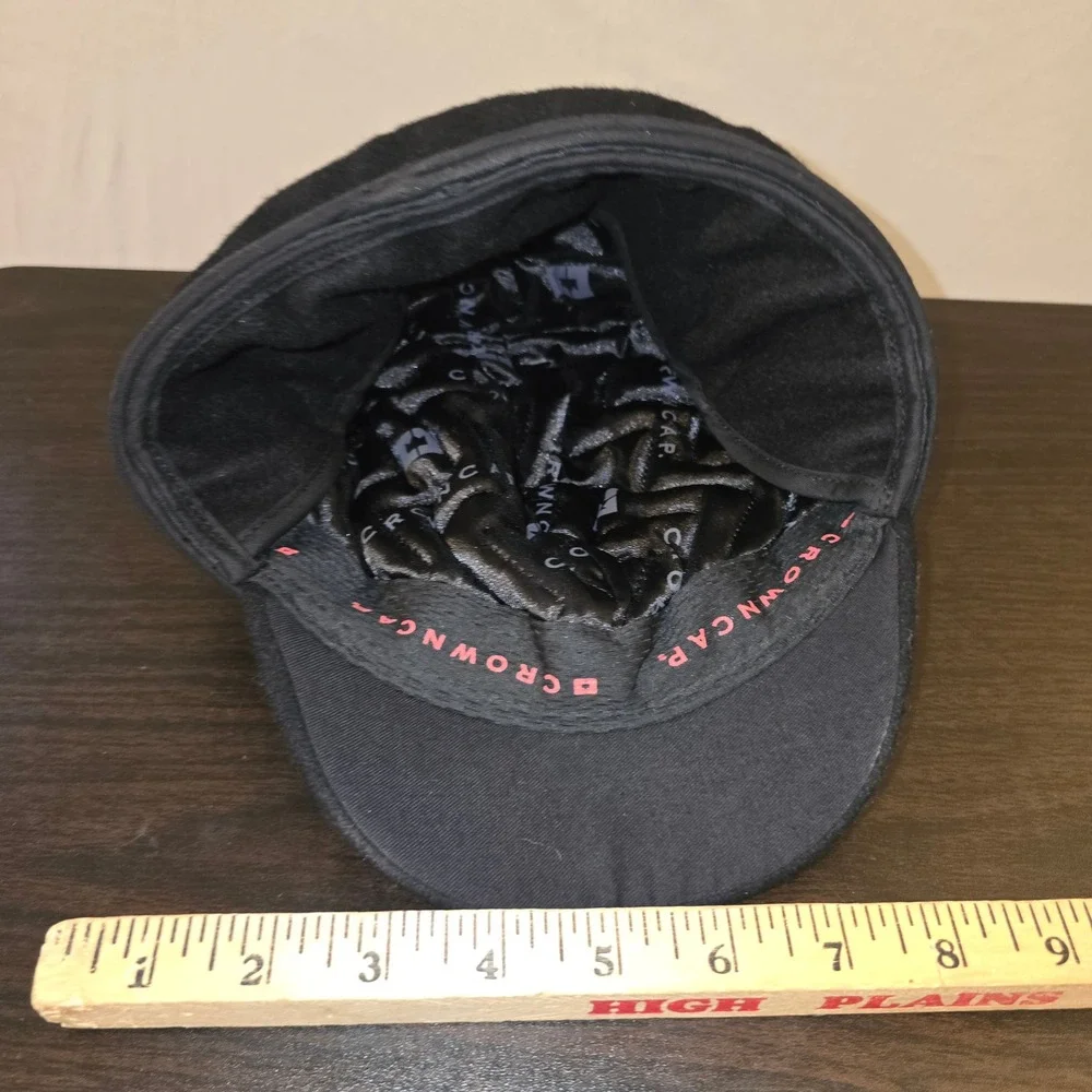 CrownCap Ear Flap Hat Size 6 1/4 Kids Black Wool Blend Lace Up Winter Cap 1-170